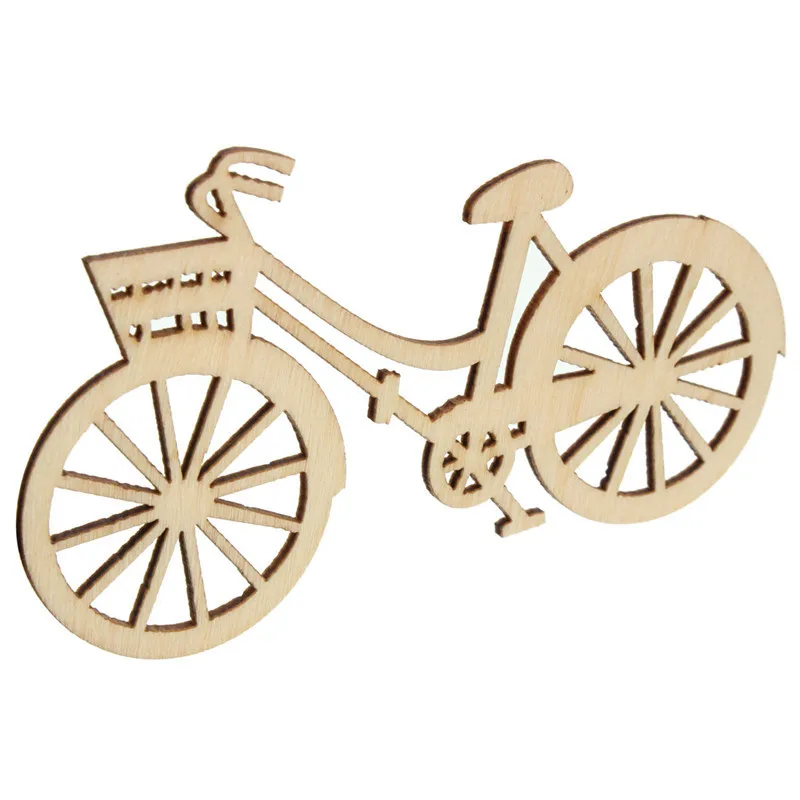 Wooden Bicycle Bike Cutout Veneers Slices DIY Crafting Ornament For Wedding Engagement Festival Theme Party