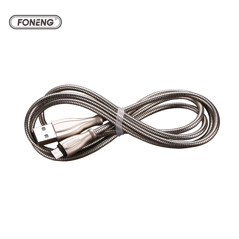 FONENG Wholesale Braided Zinc alloy 2.4A Mobile Phone USB  data transfer  Cable durable metal Fast Charging Data Cord Cable