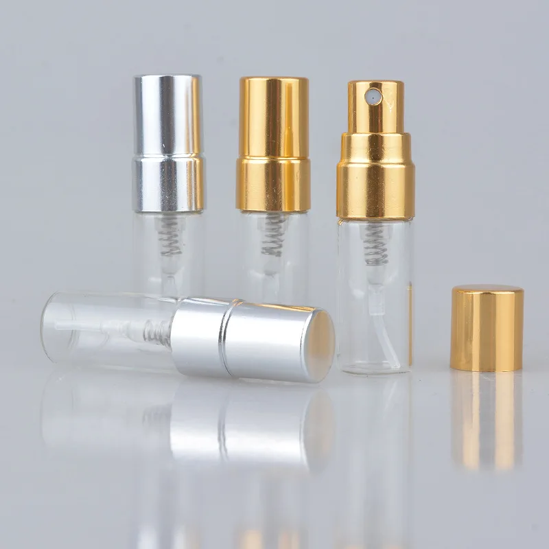 China Manufacturer 2ML Mini Aluminum Glass Refillable Perfume Spray Bottle With Sliver Or Gold Lid