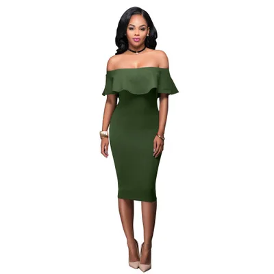 Ready to Ship Wholesale Women Sexy Close Off Shoulder Thin Buttock Backless Hot Style Evening Party Dress Skirt
