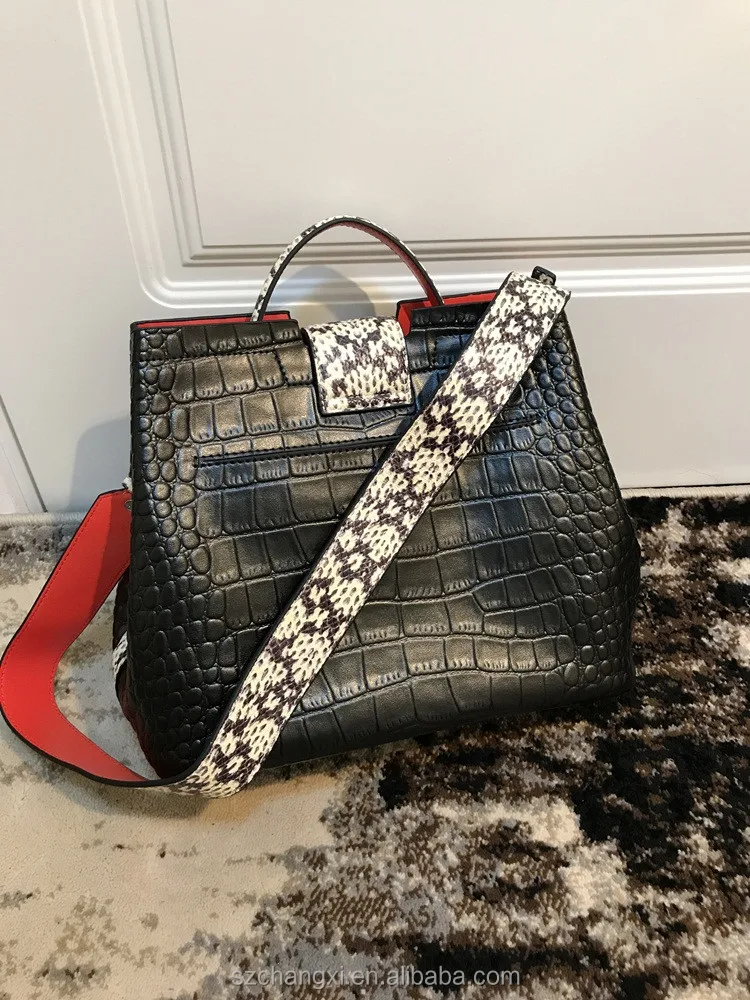 Newest Women Gender and Leather Material Crocodile Pattern Genuine Leather Ladies Handbags Shoulder Bag