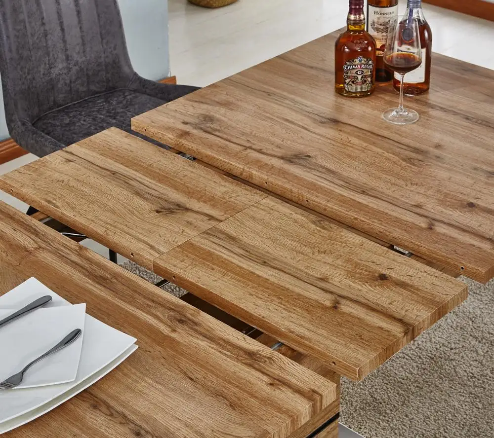 Modern Design Cheap MDF Wooden Extendable Kitchen Dinning Table Extension Function Dining Tables DTC-001