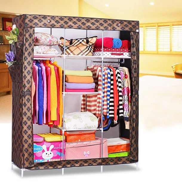 Factory Price Baby Wardrobe Simple DIY Collapsible Bedroom Fabric Mobile Storage Wardrobe