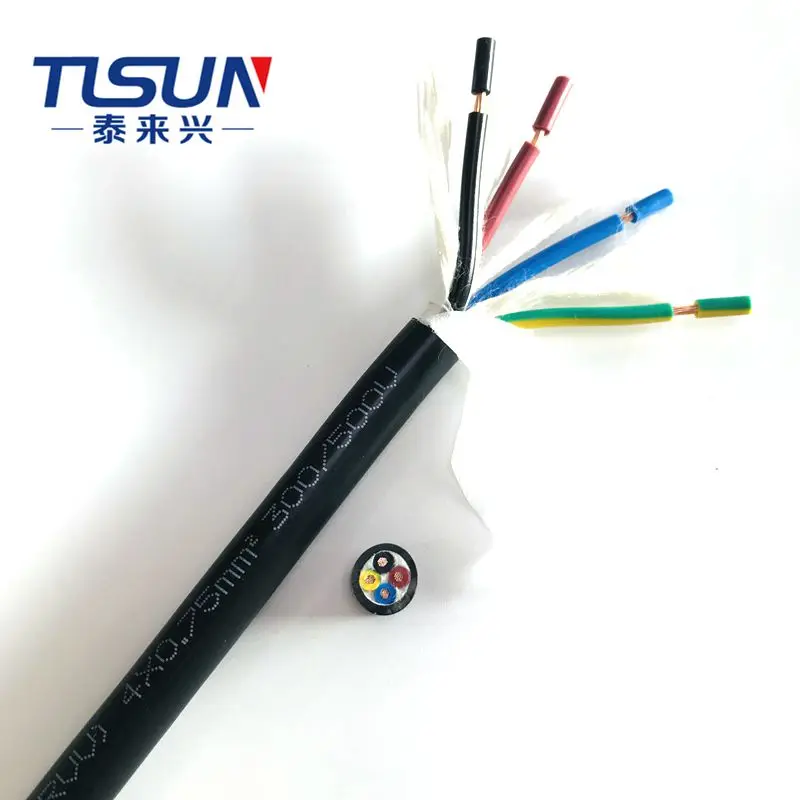 CCC(IEC) Standard Muti-core RVV  High Quality 4x0.75mm2 PVC Insulated Sheath Cable