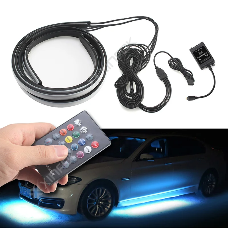 Xinfok APP Car Atmosphere lights 90*120 cm Under Car Underglow Chassis Light Kit With RF Remote Controller