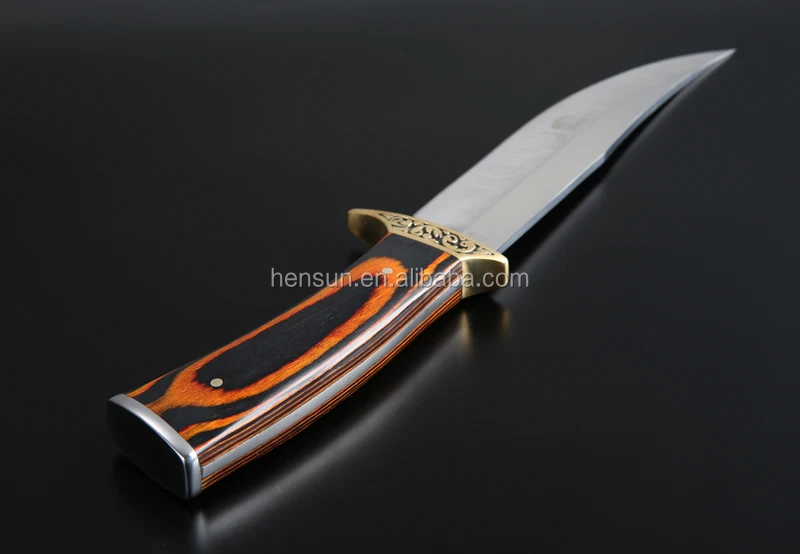 new style outdoor Combat Black orange pakka dymond wood brass guard satin Fixed Blade knife knives