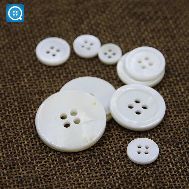 SK Custom Size 14L-44L Shell Button White Mother of Pearl River Shells Shirt Buttons