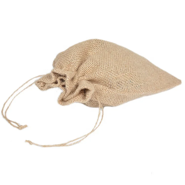 Natural Hemp Drawstring Bags Wholesale Burlap Gift Drawstring Pouch Jute Bags with String