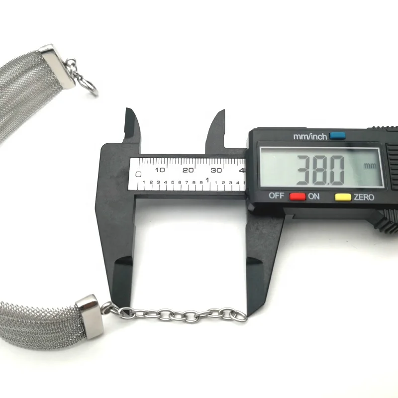 HOT Blue Code Wide Braided Mesh  Women Fashion Bangle Bracelet With Lobster Clasp  Stainless Steel