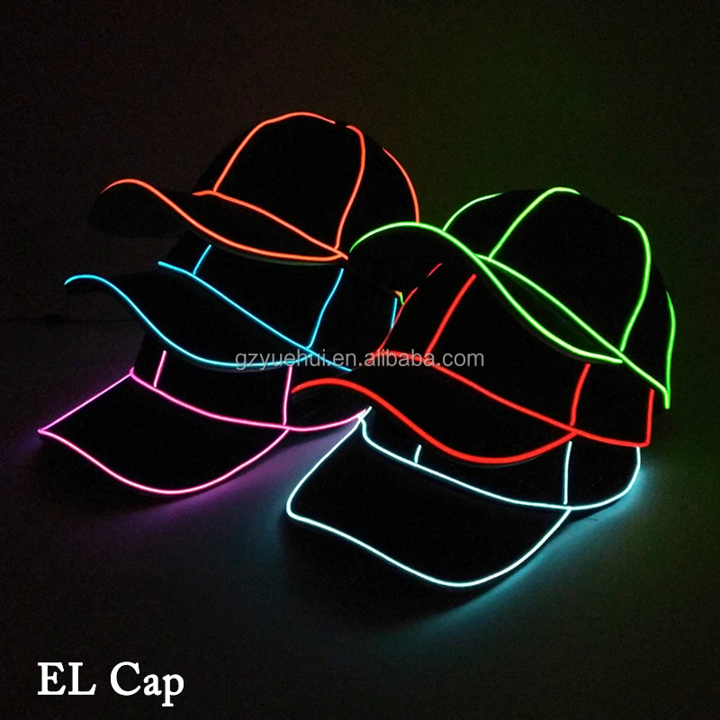 Glowing LED Glow Baseball Hat Light Up Hat+DC-3V Steady on Inverter Neon Glow Light Props Glow Party Supplies Masquerade Party