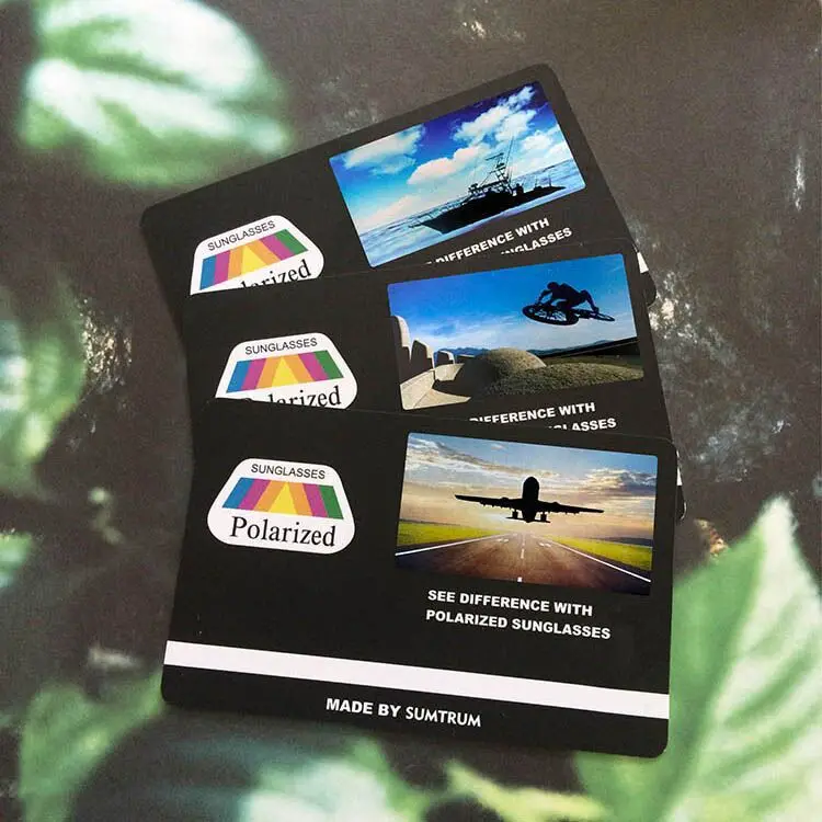 custom polarized sunglasses lens test cards