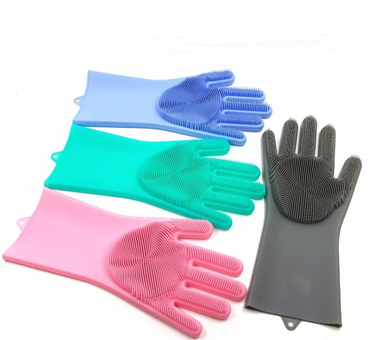 Wholesale silicone magic cleaning gloves for washing dishes