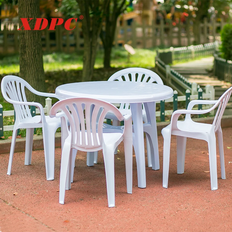 Promotion plastic outdoor round fast food restaurant dining table for cafe