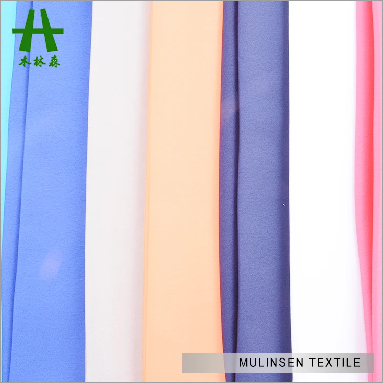 Mulinsen Textile 100% Polyester Soft Faille Crepe Shiny Satin Like Silk Chiffon Georgette Fabrics