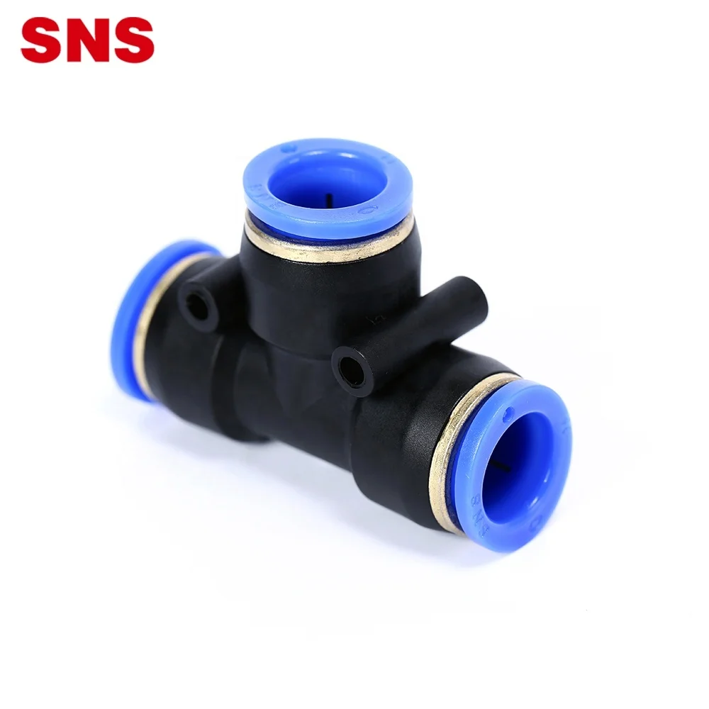 SNS S PEN Series pneumatic one touch different diameter 3 way reducing tee type plastic quick connector air pipe fitting