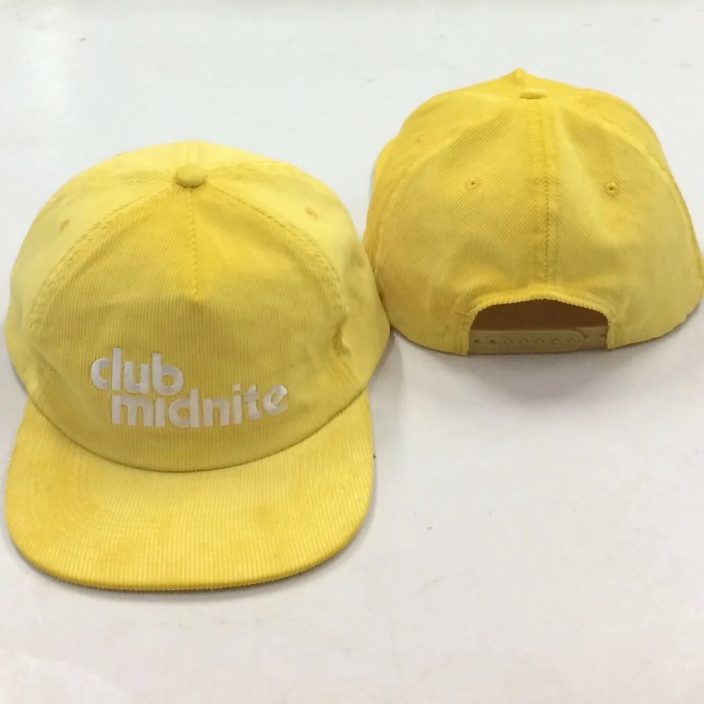 Custom Vintage Unstructured Red Corduroy Hats for Men Women Embroidered with Logo Corduroy Snapback Hat Kids