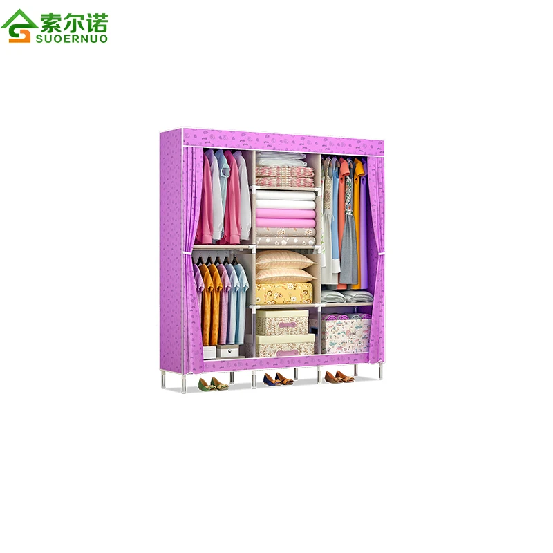 Modern Design Ropero Bedroom Furniture Double Color Wardrobe Design Godrej Steel Almirah Fabric Clothes Wardrobe