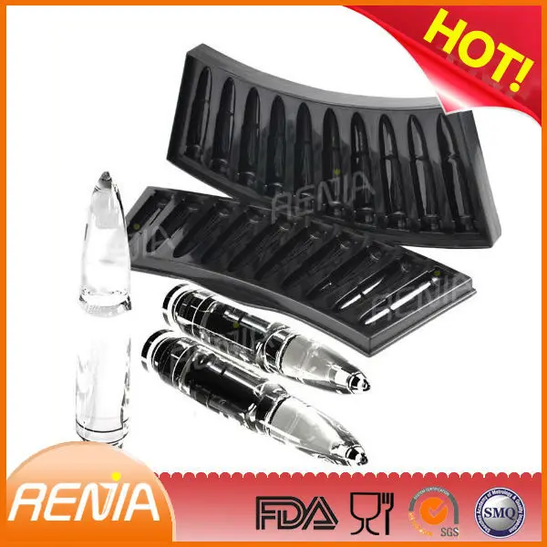 RENJIA ak 47 ice form bullet maker,silicone bullet shape ice cube tray,silicone bullet ice tray