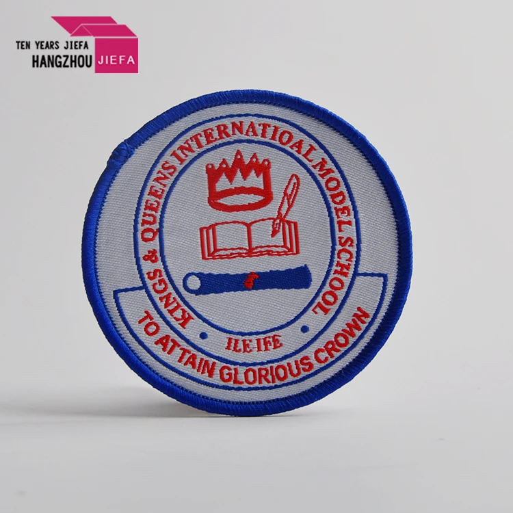 Customized Shape Colorful Overlock High Density Custom Embroidered Woven Patch for Clothes and Cap