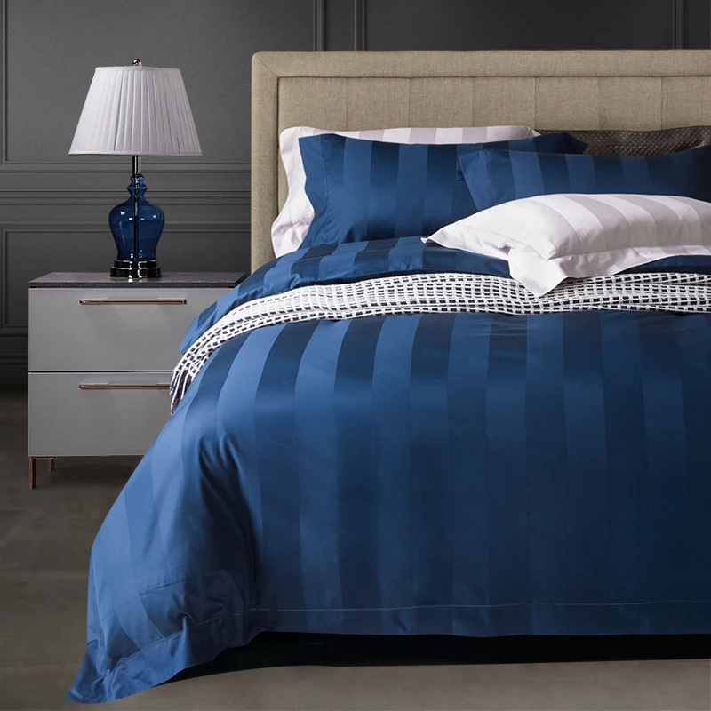 100% cotton checkered queen stripe duvet cover sets with pillow case bed sheet