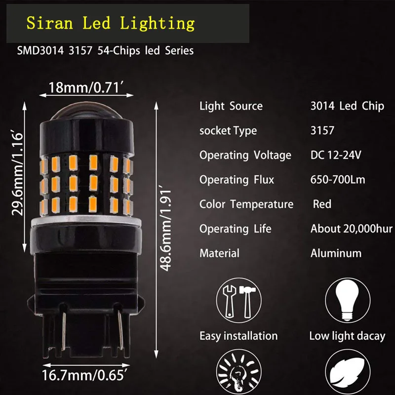 Amber Yellow White 3156 3157 LED Bulb Car Brake Light Bulb