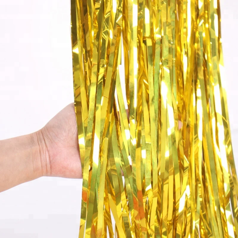 3ft x 8ft Laser Metallic  Fringe Foil Curtain Party Tinsel Backdrop Wedding Decor Hanging Stripes Door Curtain