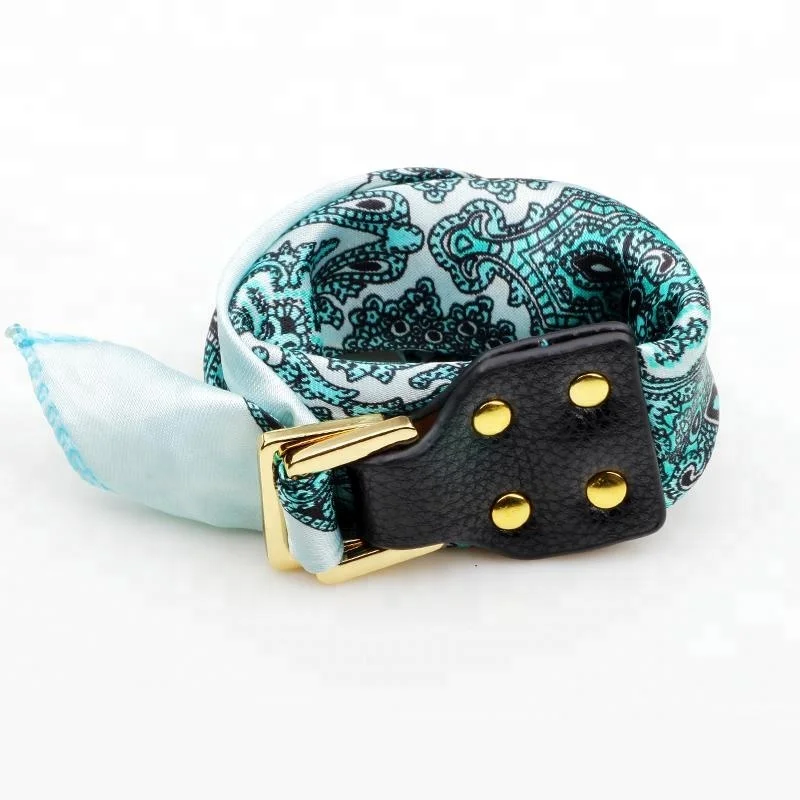 Женский модный кожаный браслет с пряжкой, тканевый шелковый шарф, тканевый браслет, кожаный регулируемый браслет