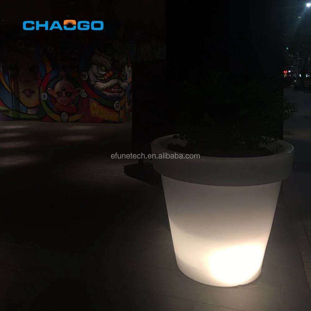 Производство под заказ, портативная батарея/светящиеся светодиодные цветочные горшки на солнечных батареях, светодиодные пластиковые горшки для растений с подсветкой