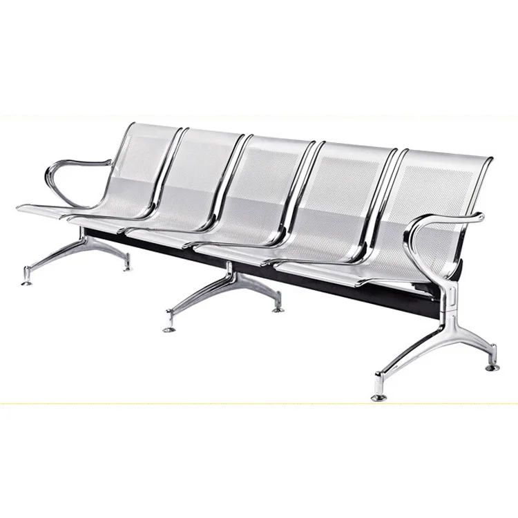 Public 3 seater  salon reception waiting metal chair metal bench for airport