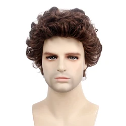 Stfantasy Curly Short men wig Layered Natural Wave Synthetic Hair mens wigs Brown Wig for male