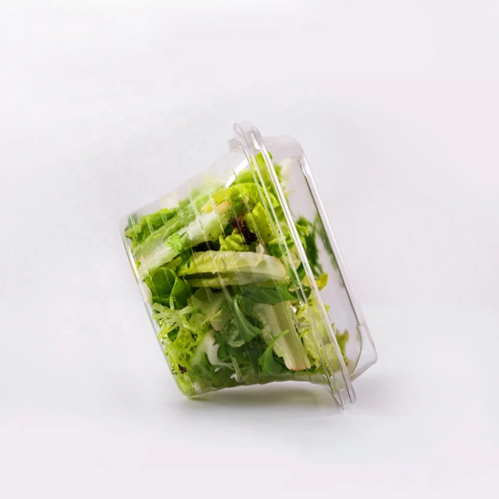 
Plastic lunch fruit biodegradable transparent RPET/PET disposable high quality salad box 