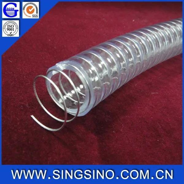 High-temperature Resistant PVC Spring Hose / PVC Steel Wire Hose / Clear PVC Braided Hose for Conveying Water, Oil or Powder