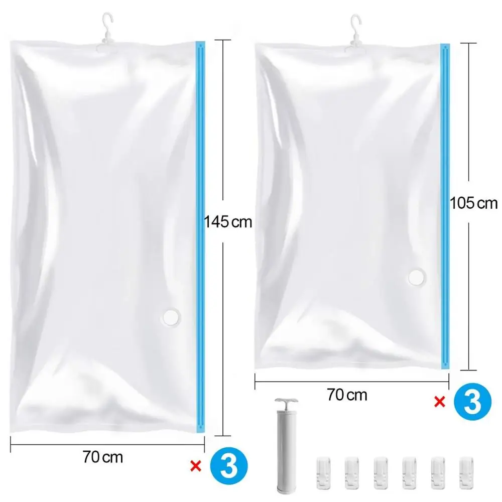 Hanging Vacuum Space Saver Bags for Clothes Dress, Winter Coats Garment Vacuum Storage Bag Save 80% More Space
