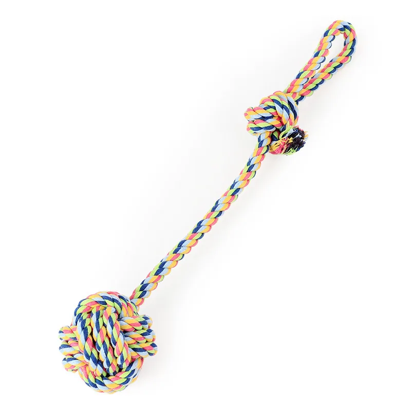 Orange 17cm Interactive Stretchy Figure Eight Loop Natural Cotton Dog Rope Toy with ball