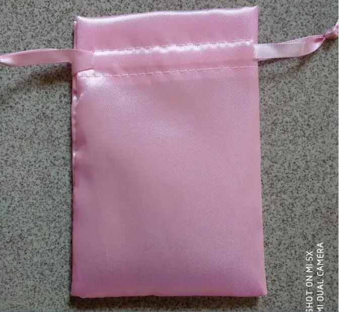 wholesale custom 8*13 inches gift jewelry bag satin drawstring pouch silk stain hairpiece bag