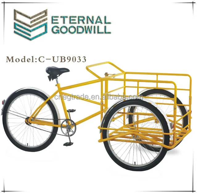 26INCH Three wheel Cargo Tricycle UB9033/steel frame Heavy Duty Industrial Tricycle for Delivery Cargoes in Factory Industrial