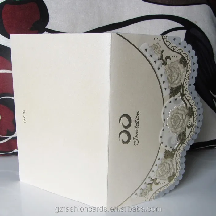 Tracing Paper Gold Rose Embossed Custom Fold Wedding Invitation Covers