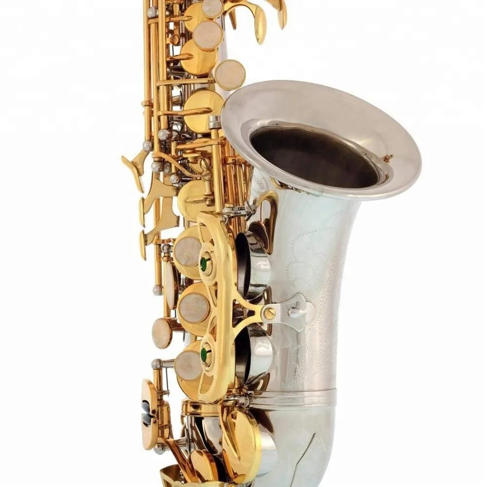 
Nickel Silver Body and Gold Keys Bb Saxophone Soprano 