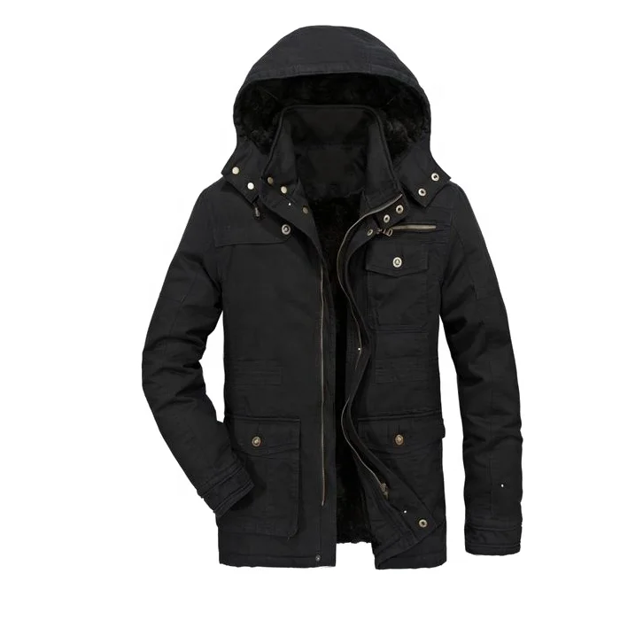 
Winter Plus Size 6XL 7XL Detachable Hood Casual Military Canvas Coat For Men 