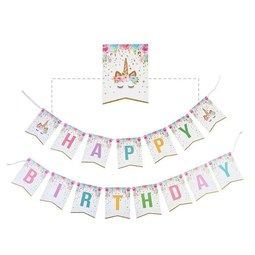 147pcs Plates Straws Cups Knives Spoons Forks Happy Birthday Banner Unicorn Headband Unicorn Party Supplies and Decorations Set