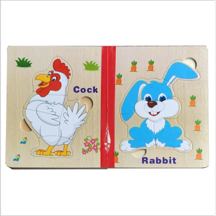 Montessori intelligence puzzle handmade wooden puzzle book