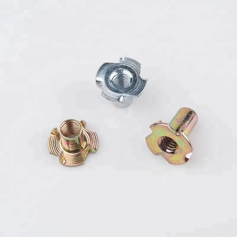 Factory Wholesale Cold Forging Insert Wood Furniture 4 Claws Nut With Half Thread