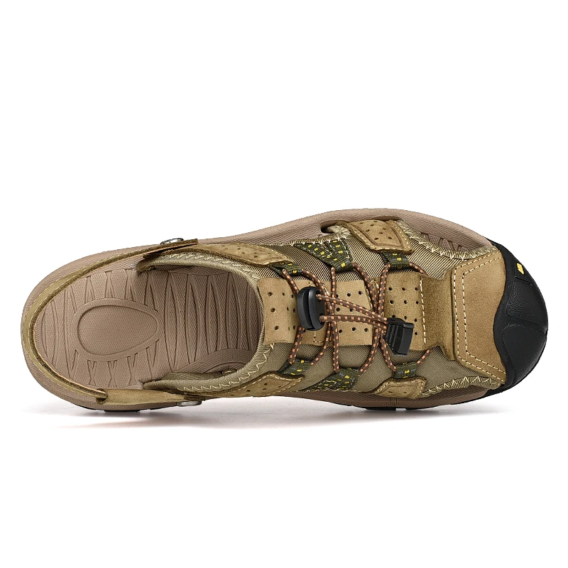 Мужские кожаные сандалии, Нескользящие походные сандалии для улицы, Новое поступление 2019