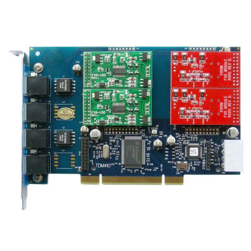 TDM410 analog asterisk card with 4 FXS/FXO ports Supports Asterisk/Trixbox/Elastix/FreePBX/FreeSwitch