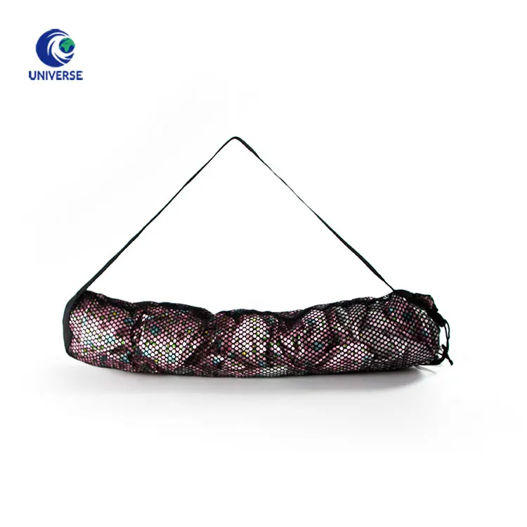 Black Fine Net Mesh Yoga Mat Carry Bag Storage Packaging Travel Drawstring With Nylon Gusset