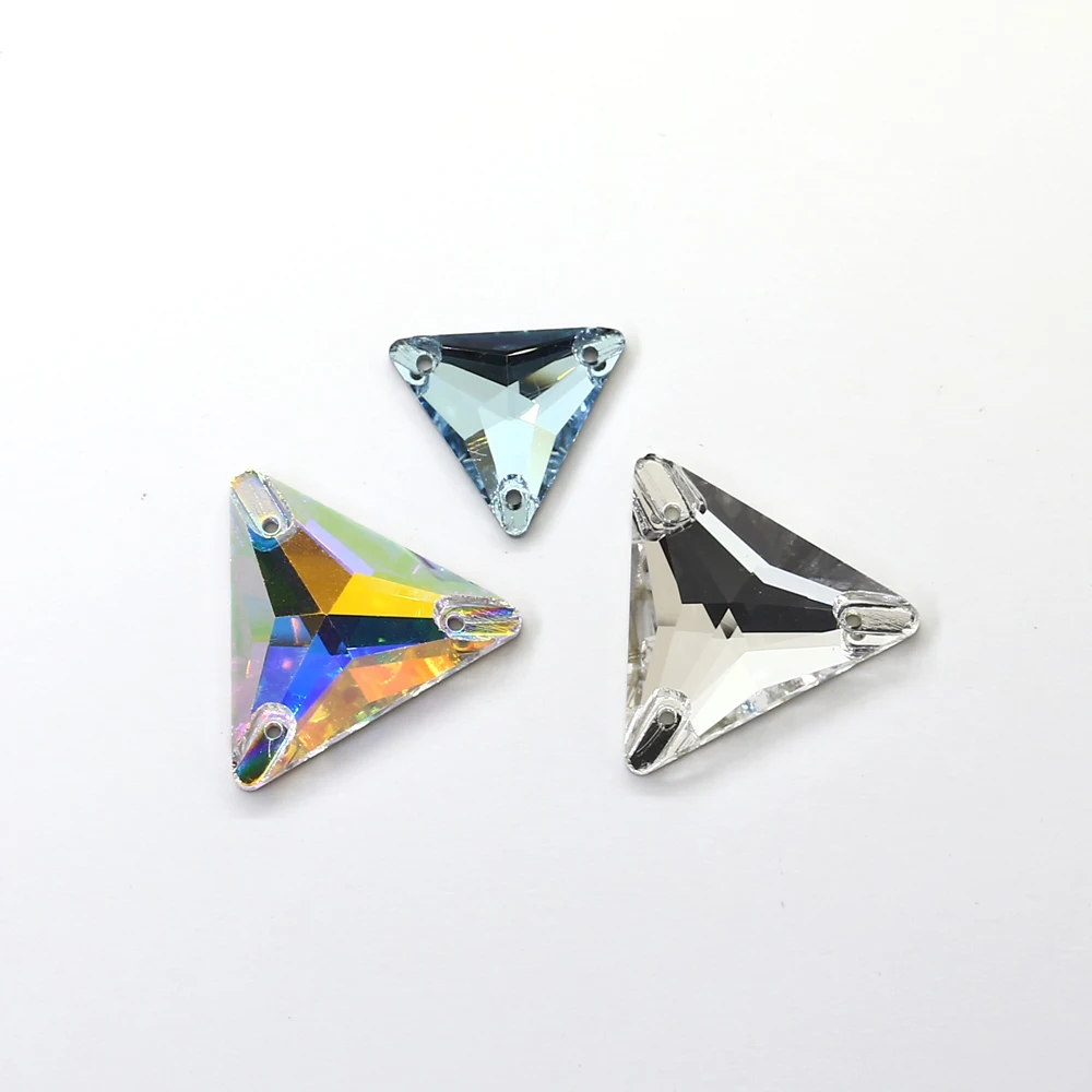 Cheap Price Triangle Sew On Stone Crystal AB Flat Back Rhinestone For Garment Component