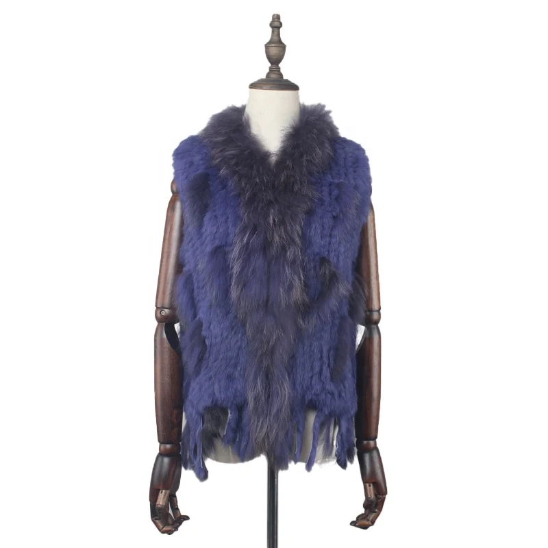 Оптовая продажа с фабрики, вязаный женский жилет из кроличьего меха, Модный стильный жилет из натурального меха