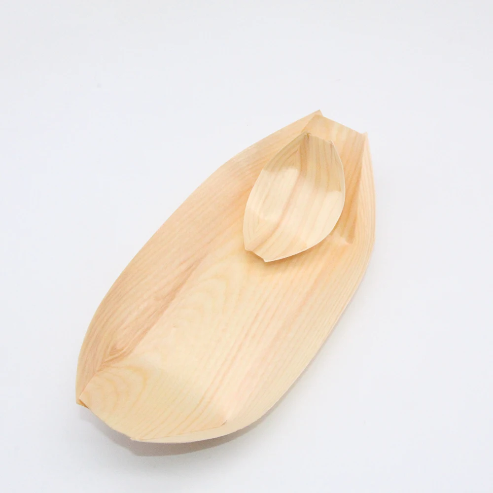 
9 Inch disposable pine wood boat for food 