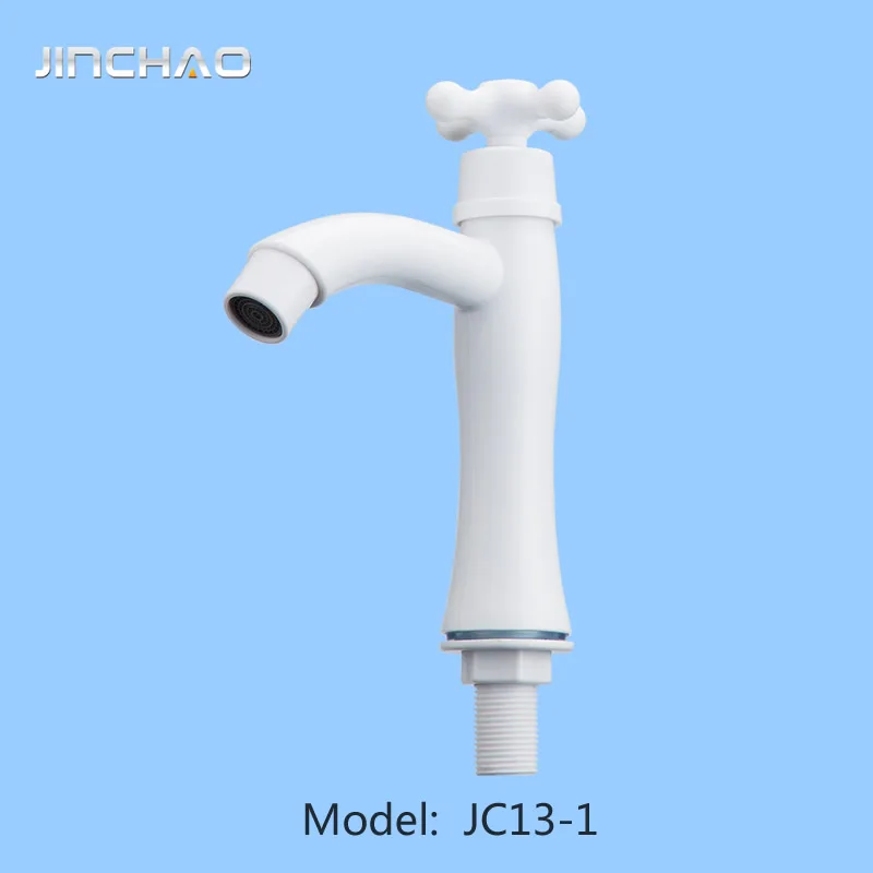white color deck mounted POM plastic basin faucet