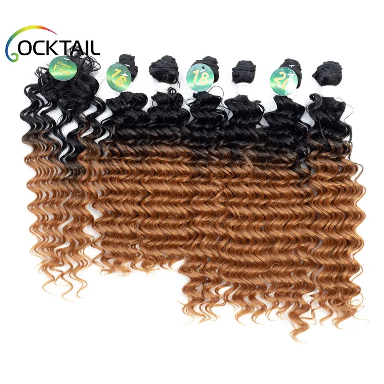deep curly human and synthetic mixed blend hair, human hair mixed synthetic fiber hair weaving